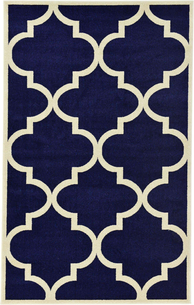 Navy Blue 5' 3 x 8' Trellis Rectangle Area Rug