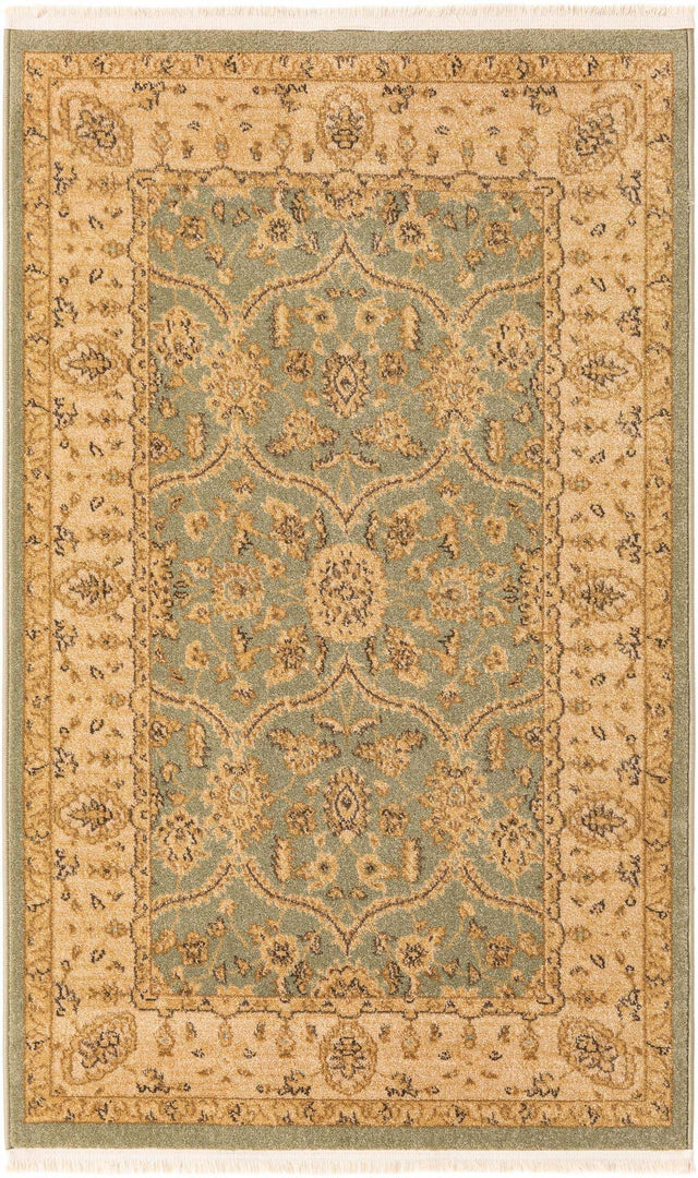 Light Green 3' 1 x 5' 3 Edinburgh Rectangle Area Rug 100% Polypropylene Easy Clean With Cotton Backing Traditional Classic Design Carpet for Living, Dining Room, Office for Sale at Rug Engine