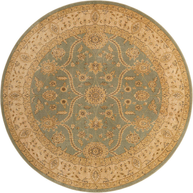 Light Green 8' x 8' Edinburgh Round Area Rug 100% Polypropylene Easy Clean With Cotton Backing Traditional Classic Design Carpet for Living, Dining Room, Office for Sale at Rug Engine