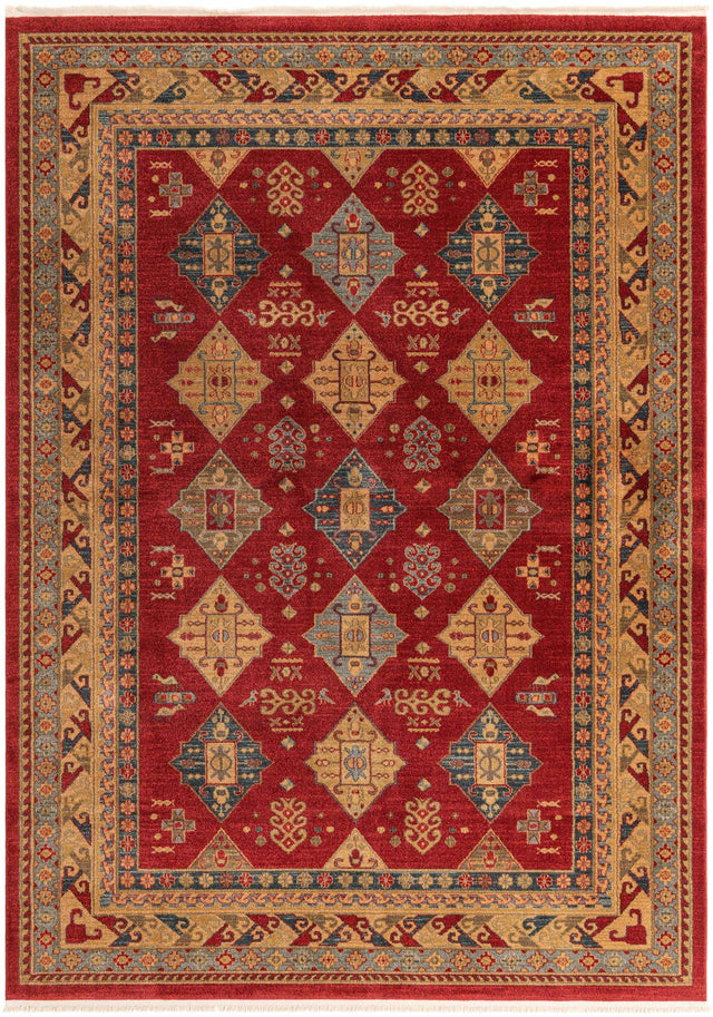 Red 7' 1 x 10' Sahand Rectangle Area Rug Affordable Easy Clean Traditional Design Durable Carpet for Home Interior Design Living Room Dining Office for Sale at Rug Engine