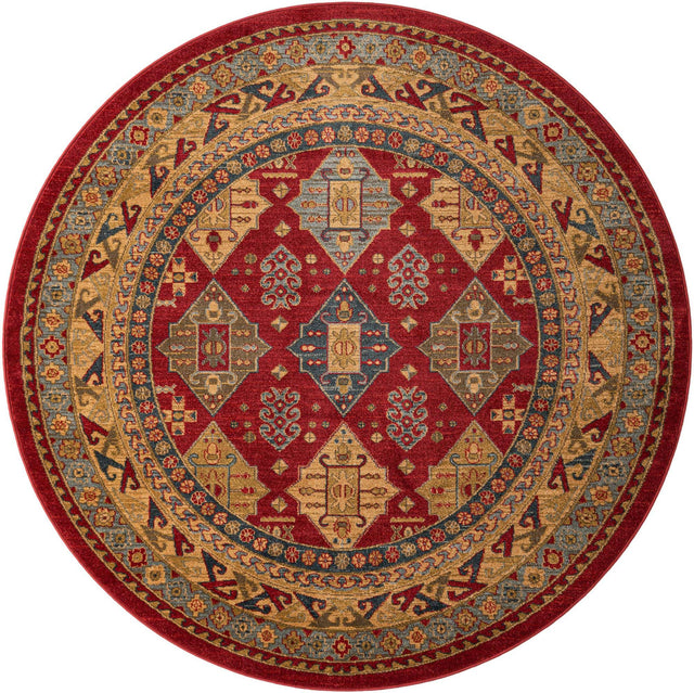 Red 6' 1 x 6' 1 Sahand Round Area Rug Affordable Easy Clean Traditional Design Durable Carpet for Home Interior Design Living Room Dining Office for Sale at Rug Engine