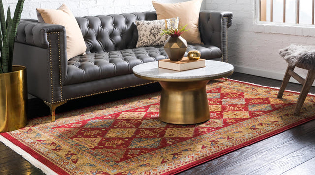 Red 8' x 11' Sahand Rectangle Area Rug Affordable Easy Clean Traditional Design Durable Carpet for Home Interior Design Living Room Dining Office for Sale at Rug Engine