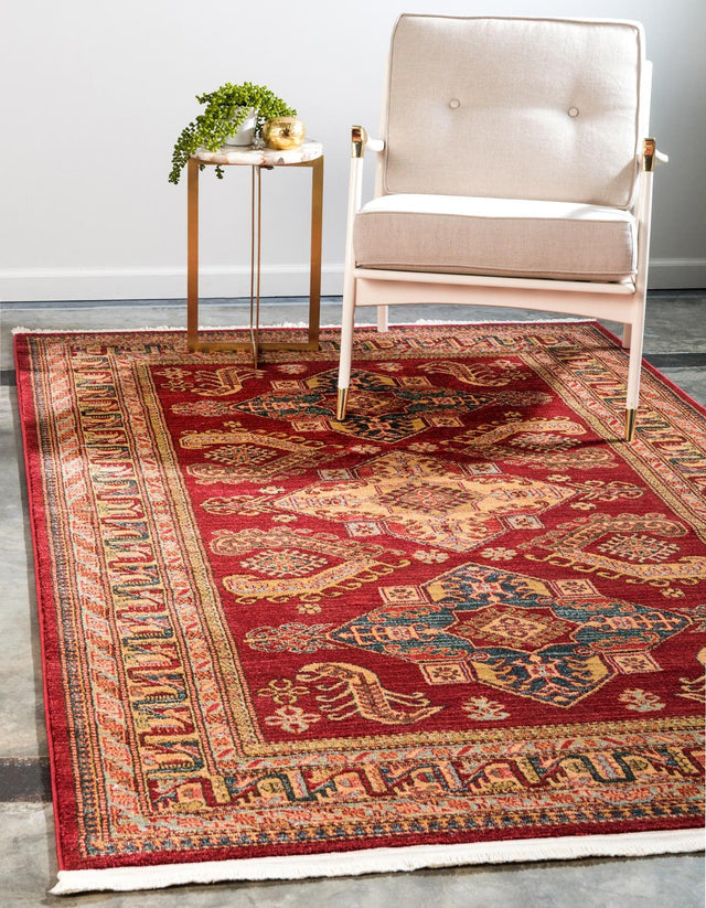 Red 8' x 11' Sahand Rectangle Area Rug Affordable Easy Clean Traditional Design Durable Carpet for Home Interior Design Living Room Dining Office for Sale at Rug Engine