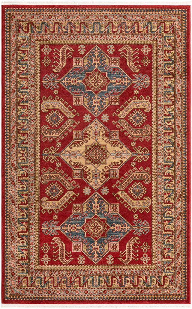 Red 5' 1 x 8' Sahand Rectangle Area Rug Affordable Easy Clean Traditional Design Durable Carpet for Home Interior Design Living Room Dining Office for Sale at Rug Engine