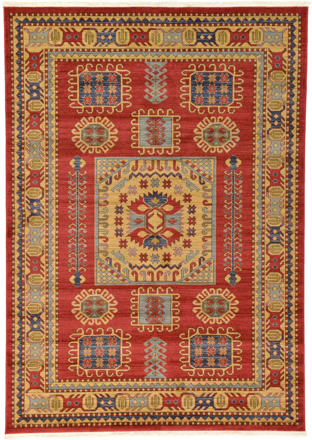 Red 7' 1 x 10' Sahand Rectangle Area Rug Affordable Easy Clean Traditional Design Durable Carpet for Home Interior Design Living Room Dining Office for Sale at Rug Engine