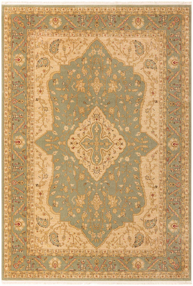 Light Green 7' 1 x 10' Edinburgh Rectangle Area Rug 100% Polypropylene Easy Clean With Cotton Backing Traditional Classic Design Carpet for Living, Dining Room, Office for Sale at Rug Engine