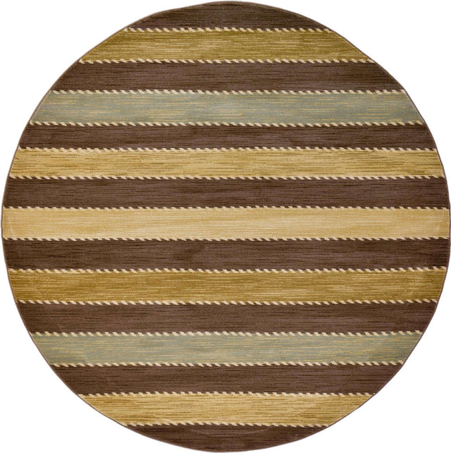 Brown 8' x 8' Fars Round Area Rug 100% Polypropylene Unique Traditional Carpet for Classical Living, Dining Room & Office Spaces for Sale at Rug Engine