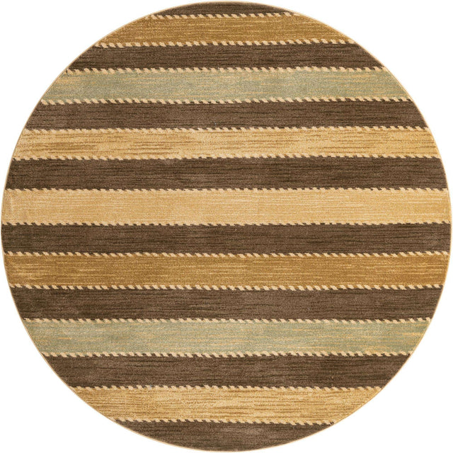 Brown 6' 1 x 6' 1 Fars Round Area Rug 100% Polypropylene Unique Traditional Carpet for Classical Living, Dining Room & Office Spaces for Sale at Rug Engine