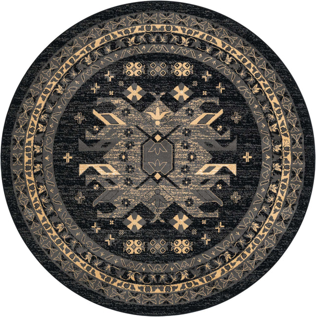 Black 7' 10 x 7' 10 Taftan Round Area Rug