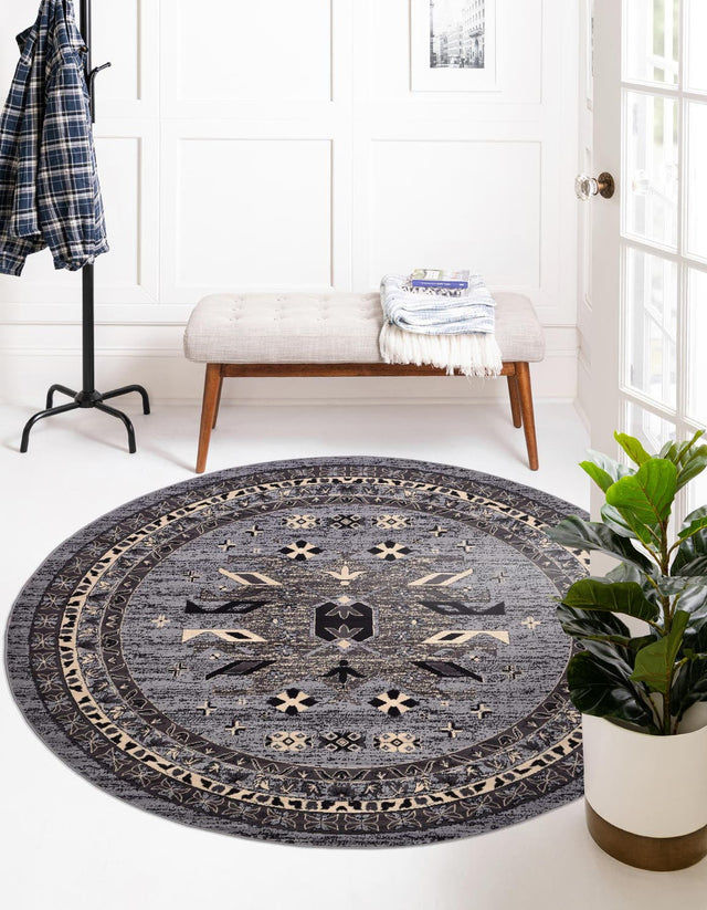 Gray 7' 10 x 7' 10 Taftan Round Area Rug