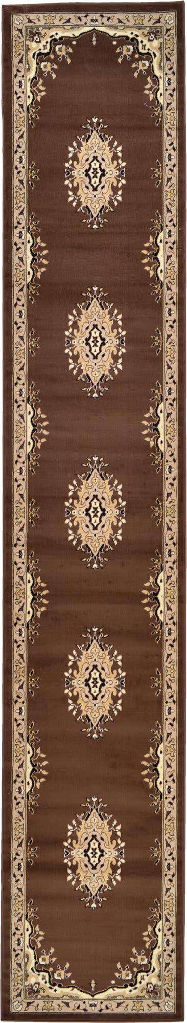 Brown 3' 1 x 16' 5 Reza Runner Area Rug 100% Polypropylene Easy Clean Traditional Motif Classic Carpet for Home Interiors for Sale at Rug Engine