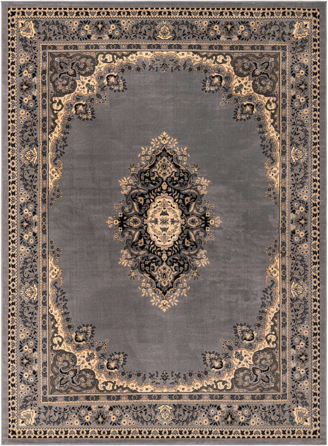 Gray 10' x 13' 1 Reza Rectangle Area Rug 100% Polypropylene Easy Clean Traditional Motif Classic Carpet for Home Interiors for Sale at Rug Engine