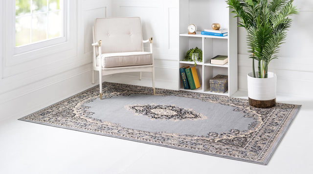 Gray 10' x 13' 1 Reza Rectangle Area Rug 100% Polypropylene Easy Clean Traditional Motif Classic Carpet for Home Interiors for Sale at Rug Engine
