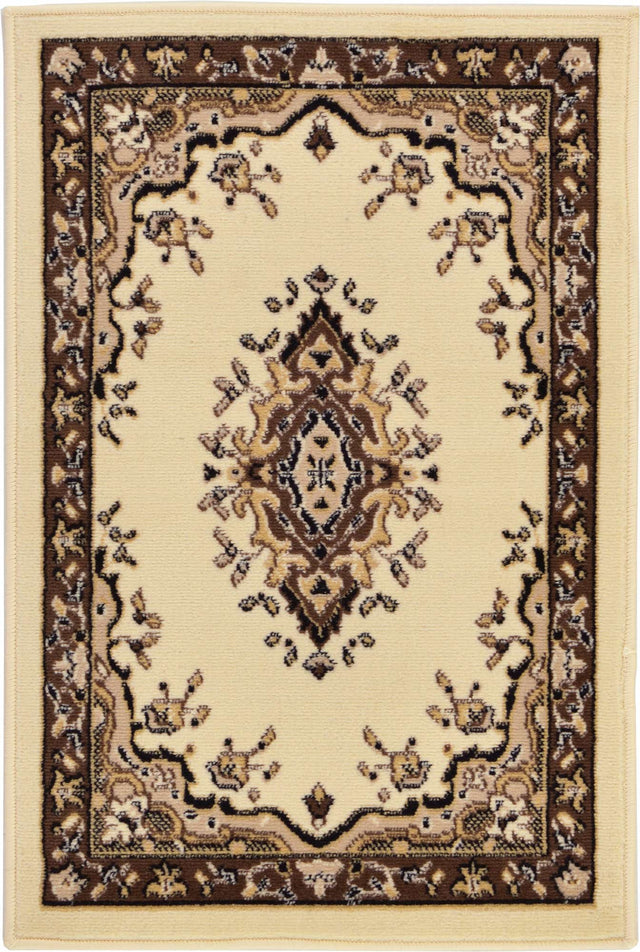Ivory 2' x 3' 1 Reza Rectangle Area Rug 100% Polypropylene Easy Clean Traditional Motif Classic Carpet for Home Interiors for Sale at Rug Engine