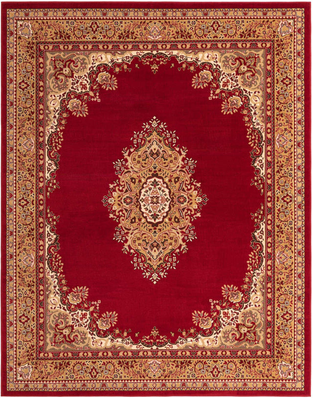 Burgundy 7' 10 x 10' Reza Rectangle Area Rug 100% Polypropylene Easy Clean Traditional Motif Classic Carpet for Home Interiors for Sale at Rug Engine