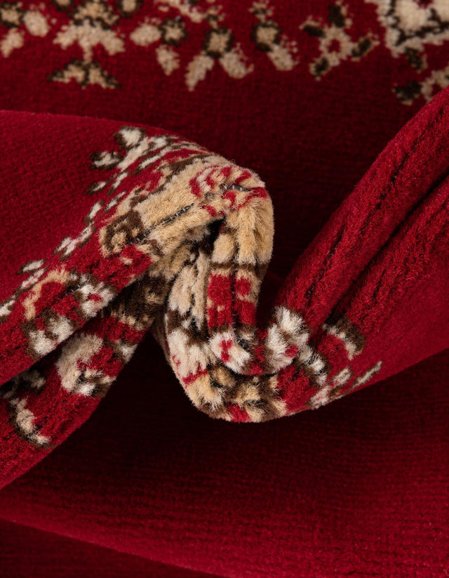 Burgundy 9' x 12' Reza Rectangle Area Rug 100% Polypropylene Easy Clean Traditional Motif Classic Carpet for Home Interiors for Sale at Rug Engine