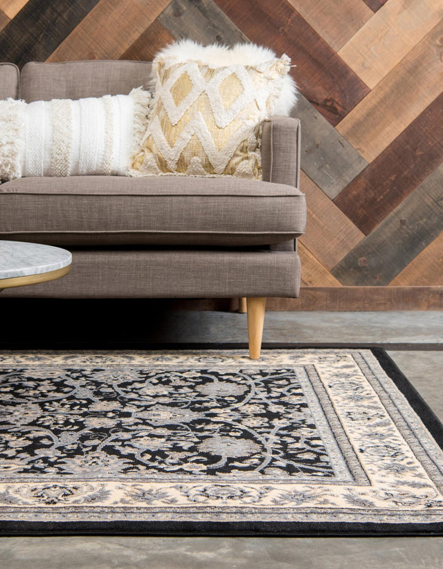 Black 9' x 12' Sialk Hill Rectangle Area Rug