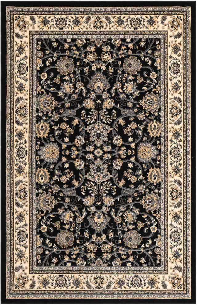 Black 5' 3 x 8' Sialk Hill Rectangle Area Rug 100% Polypropylene Durable Easy Clean Classic Traditional Design Carpet for Interior Design for Sale at Rug Engine