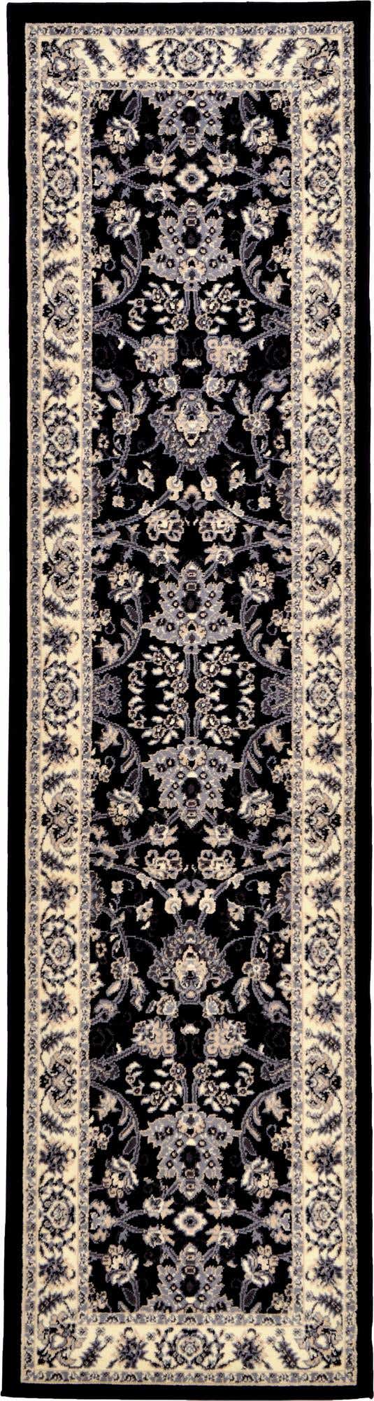 Black 2' 7 x 10' Sialk Hill Runner Area Rug 100% Polypropylene Durable Easy Clean Classic Traditional Design Carpet for Interior Design for Sale at Rug Engine