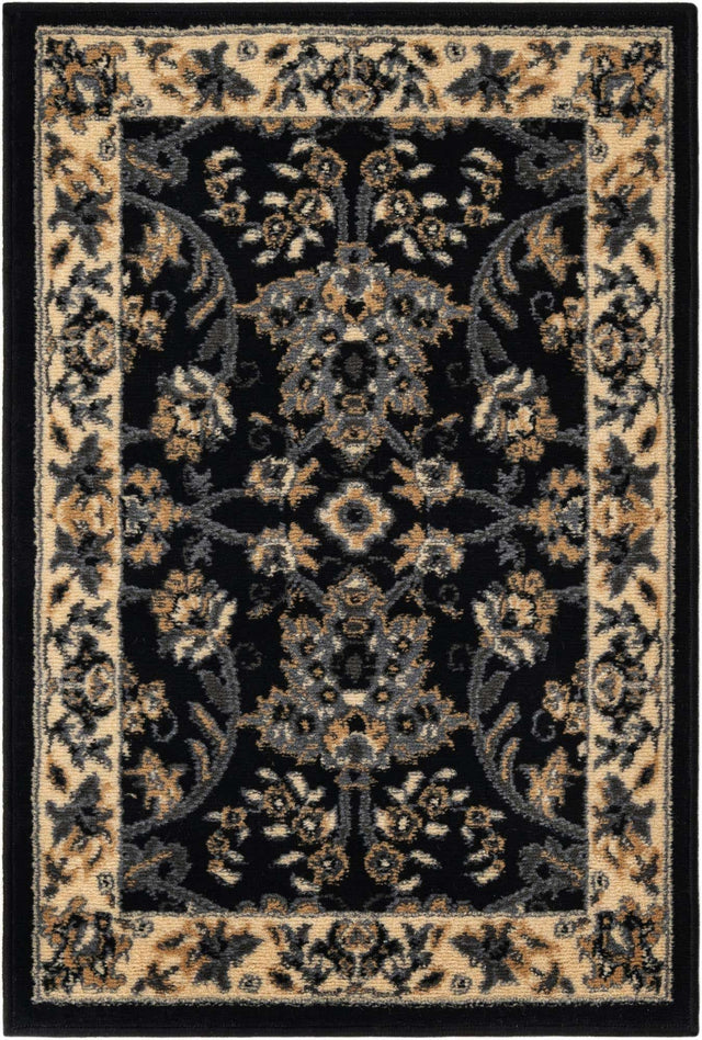 Black 2' x 3' 1 Sialk Hill Rectangle Area Rug 100% Polypropylene Durable Easy Clean Classic Traditional Design Carpet for Interior Design for Sale at Rug Engine