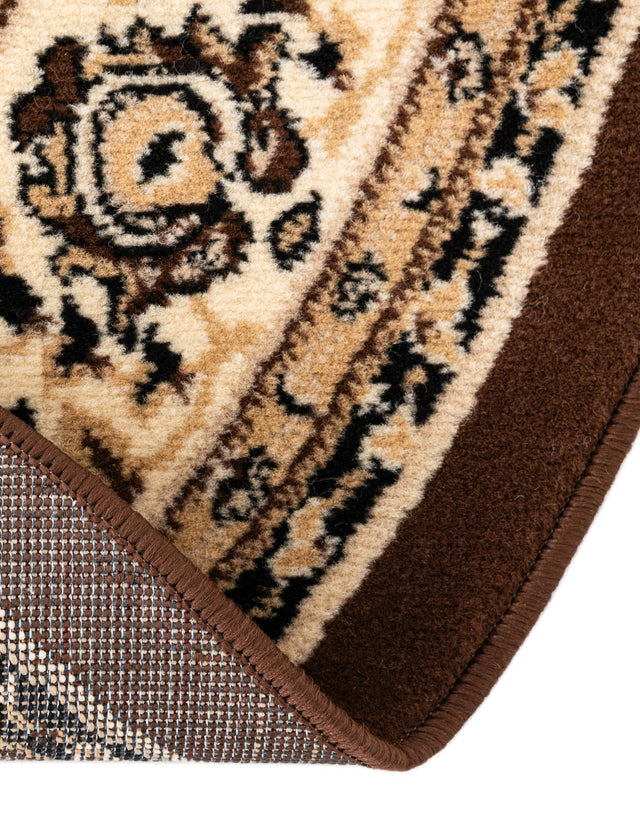 Brown 3' 1 x 3' 1 Sialk Hill Round Area Rug 100% Polypropylene Durable Easy Clean Classic Traditional Design Carpet for Interior Design for Sale at Rug Engine