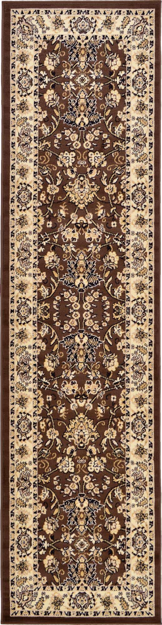 Brown 2' 7 x 10' Sialk Hill Runner Area Rug 100% Polypropylene Durable Easy Clean Classic Traditional Design Carpet for Interior Design for Sale at Rug Engine