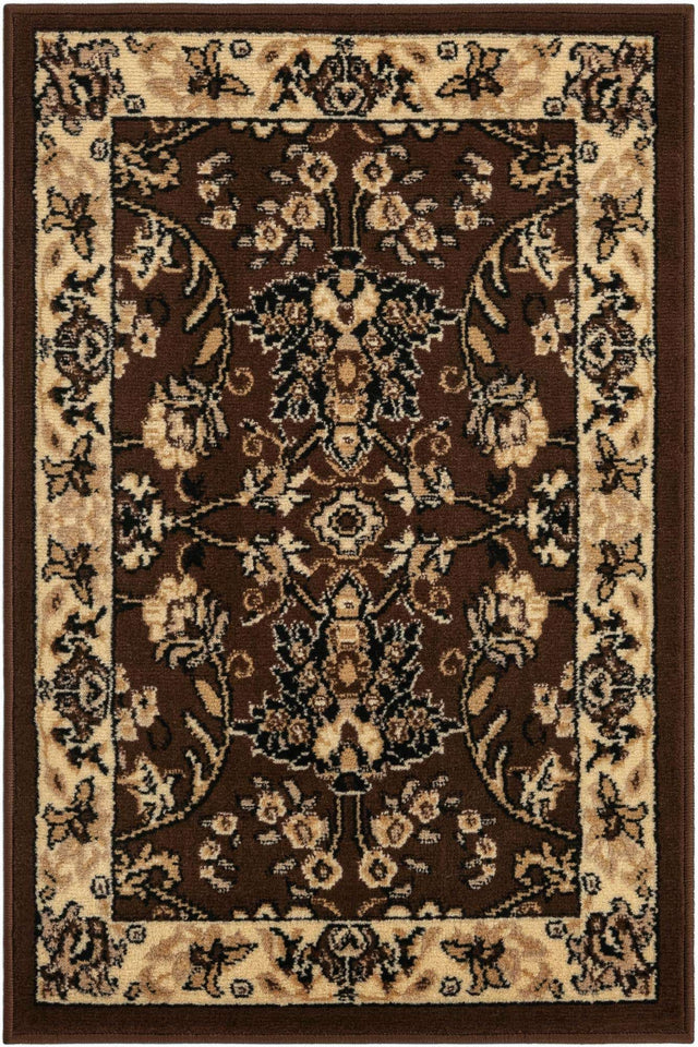 Brown 2' x 3' 1 Sialk Hill Rectangle Area Rug 100% Polypropylene Durable Easy Clean Classic Traditional Design Carpet for Interior Design for Sale at Rug Engine