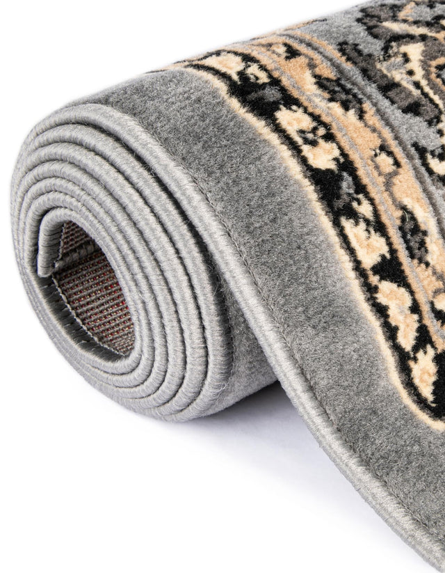 Gray 3' 1 x 3' 1 Sialk Hill Round Area Rug 100% Polypropylene Durable Easy Clean Classic Traditional Design Carpet for Interior Design for Sale at Rug Engine