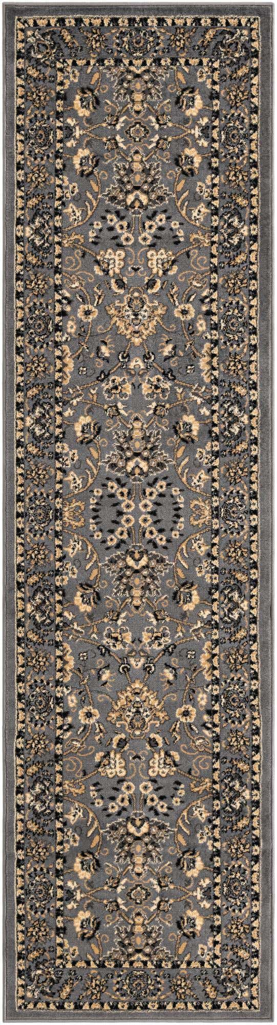 Gray 2' 7 x 10' Sialk Hill Runner Area Rug 100% Polypropylene Durable Easy Clean Classic Traditional Design Carpet for Interior Design for Sale at Rug Engine