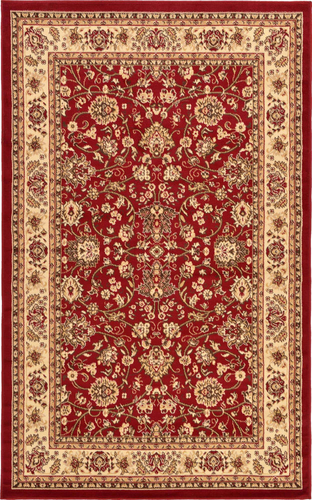 Burgundy 5' 3 x 8' Sialk Hill Rectangle Area Rug Discounted Clearance Final Sale