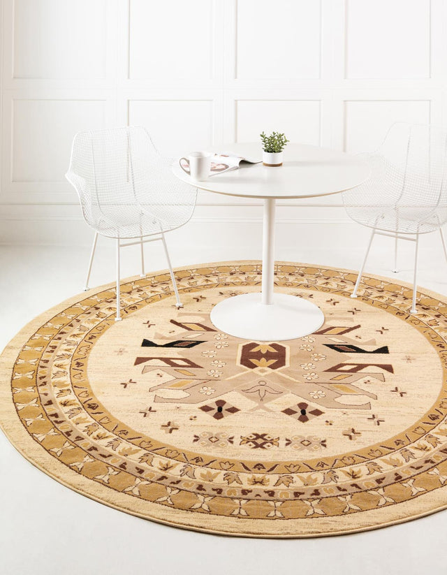 Ivory 7' 10 x 7' 10 Taftan Round Area Rug