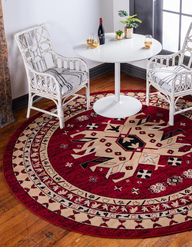 Red 7' 10 x 7' 10 Taftan Round Area Rug