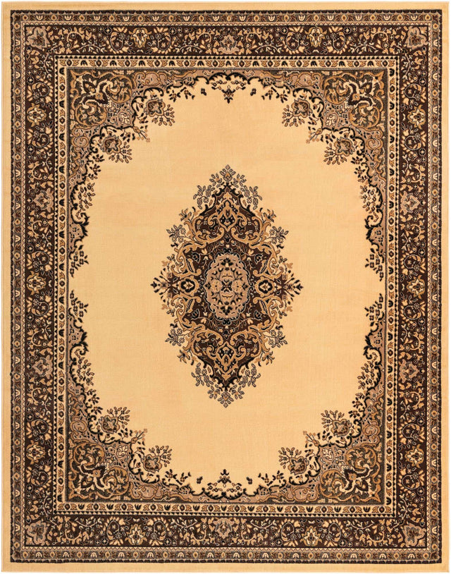 Ivory 7' 10 x 10' Reza Rectangle Area Rug 100% Polypropylene Easy Clean Traditional Motif Classic Carpet for Home Interiors for Sale at Rug Engine