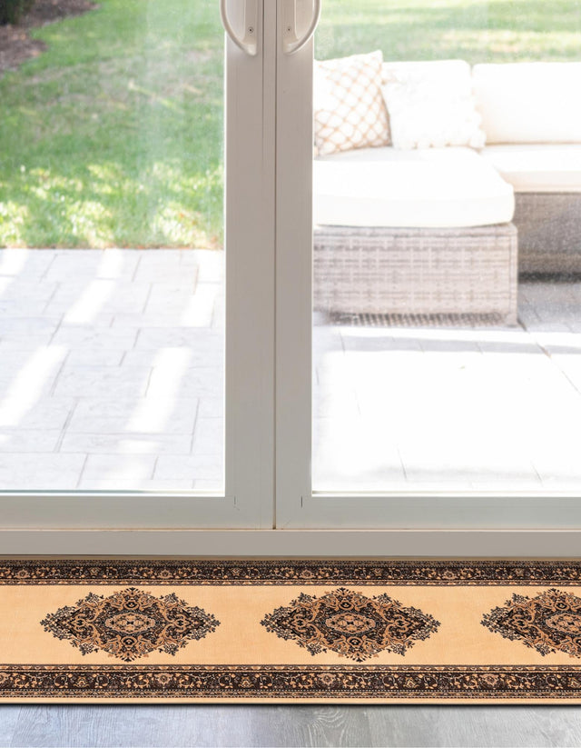 Ivory 2' x 8' 2 Reza Runner Area Rug 100% Polypropylene Easy Clean Traditional Motif Classic Carpet for Home Interiors for Sale at Rug Engine