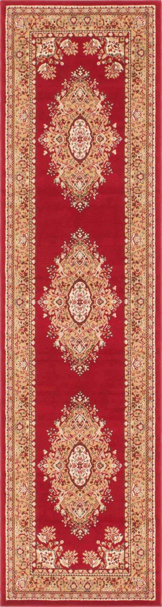 Burgundy 2' 7 x 10' Reza Runner Area Rug 100% Polypropylene Easy Clean Traditional Motif Classic Carpet for Home Interiors for Sale at Rug Engine