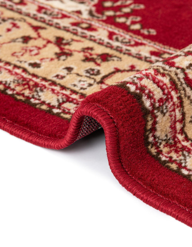 Burgundy 7' 10 x 7' 10 Reza Round Area Rug 100% Polypropylene Easy Clean Traditional Motif Classic Carpet for Home Interiors for Sale at Rug Engine