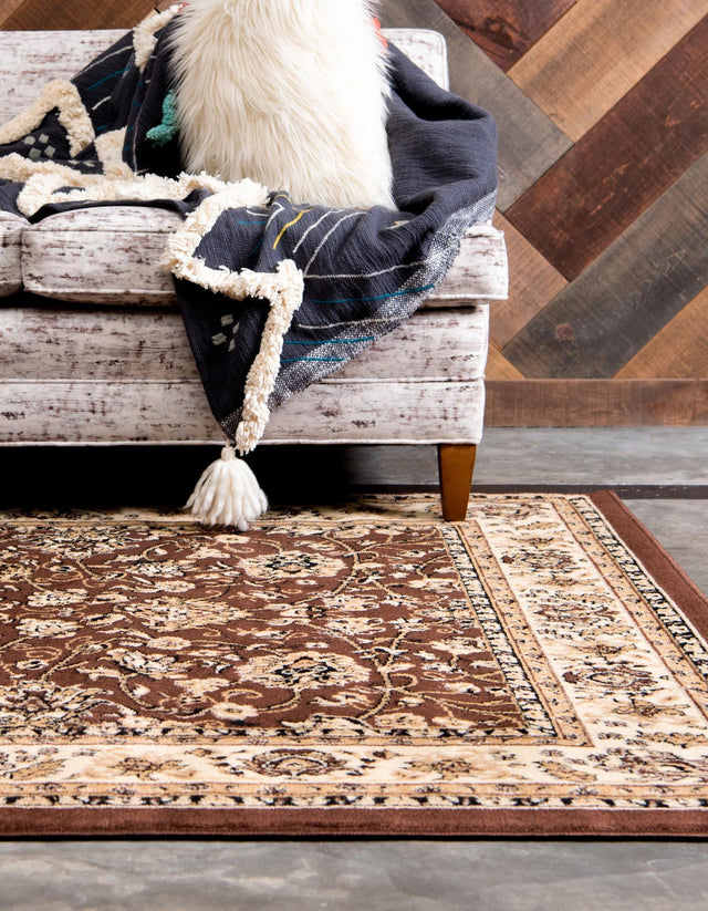 Brown 7' 10 x 11' Sialk Hill Rectangle Area Rug 100% Polypropylene Durable Easy Clean Classic Traditional Design Carpet for Interior Design for Sale at Rug Engine