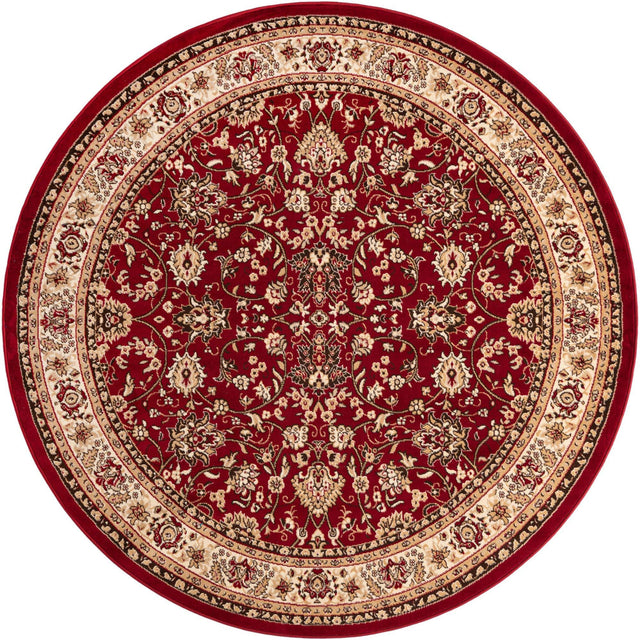 Burgundy 7' 10 x 7' 10 Sialk Hill Round Area Rug 100% Polypropylene Durable Easy Clean Classic Traditional Design Carpet for Interior Design for Sale at Rug Engine