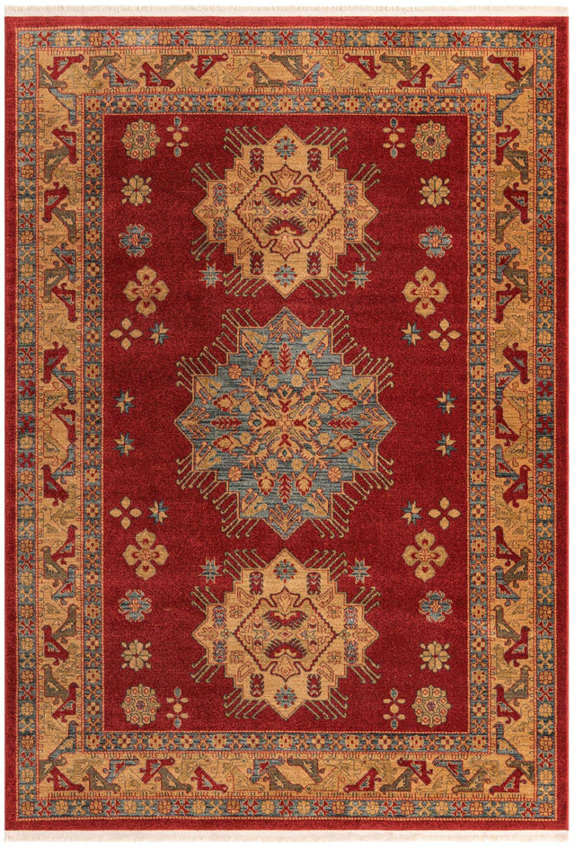 Red 7' 1 x 10' Sahand Rectangle Area Rug Affordable Easy Clean Traditional Design Durable Carpet for Home Interior Design Living Room Dining Office for Sale at Rug Engine