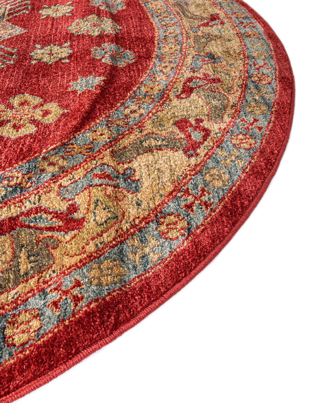 Red 6' 1 x 6' 1 Sahand Round Area Rug Affordable Easy Clean Traditional Design Durable Carpet for Home Interior Design Living Room Dining Office for Sale at Rug Engine