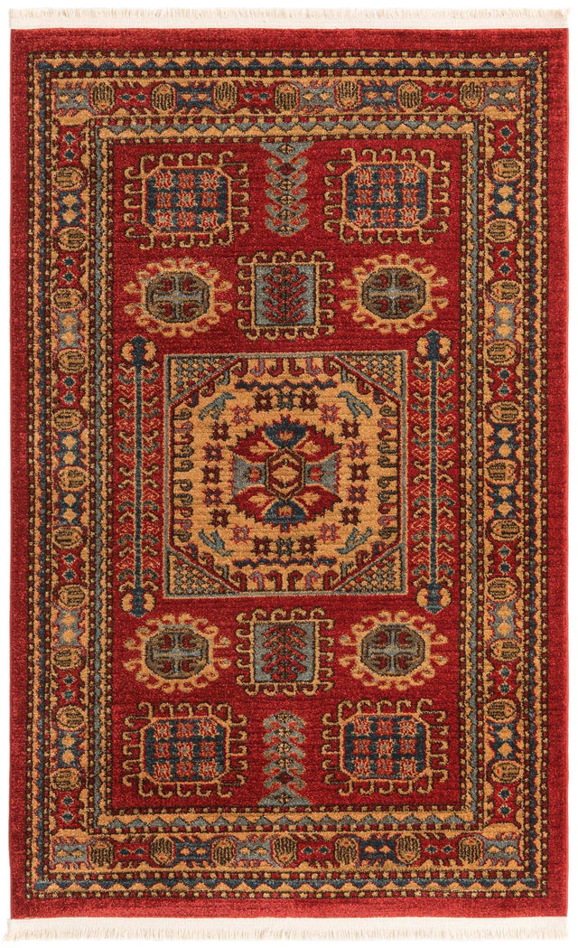Red 3' 1 x 5' 3 Sahand Rectangle Area Rug Affordable Easy Clean Traditional Design Durable Carpet for Home Interior Design Living Room Dining Office for Sale at Rug Engine