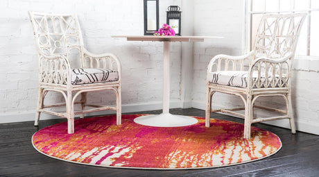 Multicolor 8' x 8' Estrella Round Area Rug 100% Polypropylene Non-Shedding Stain Resistant Carpet Colorful Modern Abstract Design Easy Clean for Home Decor for Sale at Rug Engine