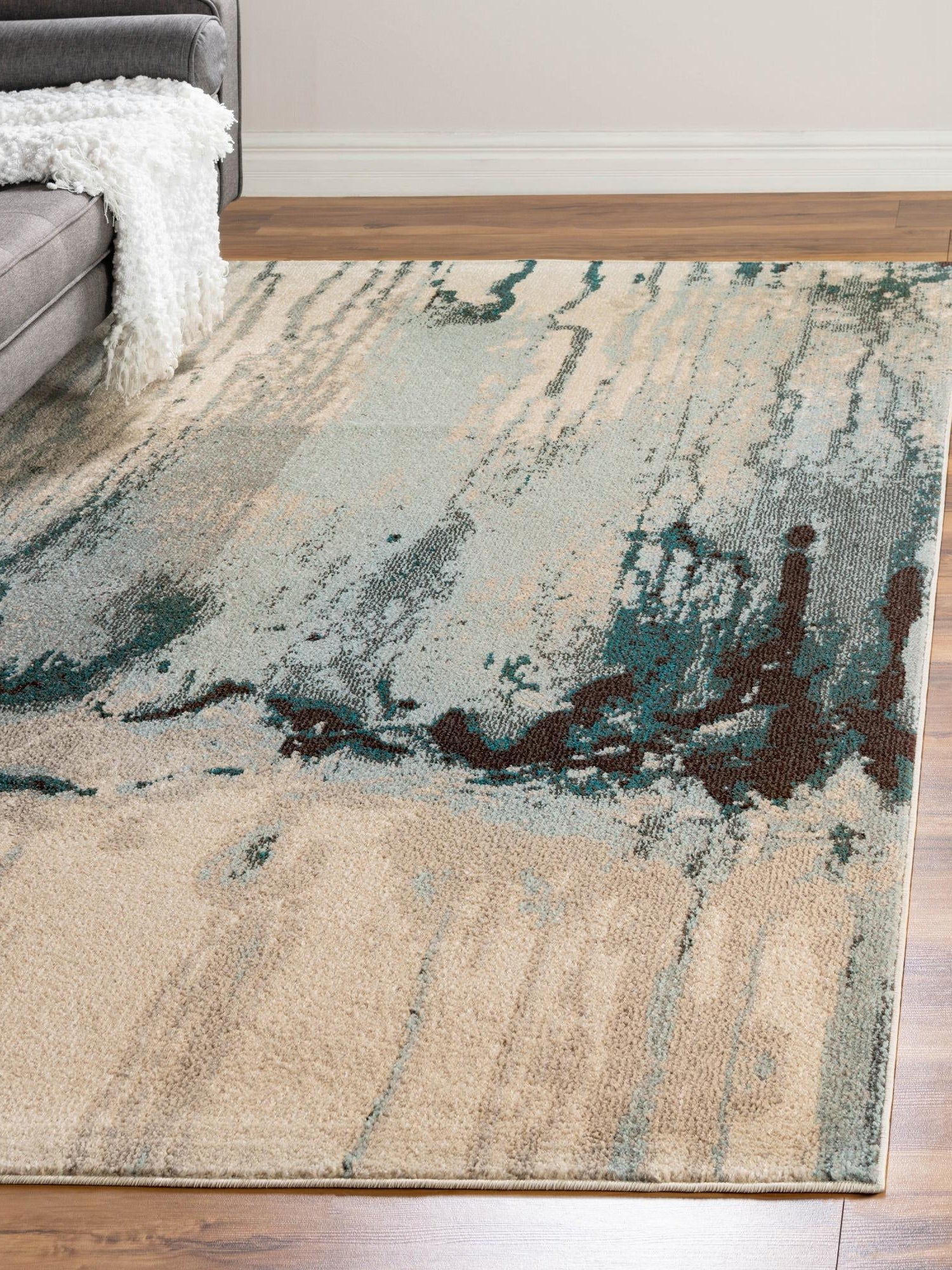 Light Blue 7' 1 x 10' Estrella Rectangle Area Rug 100% Polypropylene Non-Shedding Stain Resistant Carpet Colorful Modern Abstract Design Easy Clean for Home Decor for Sale at Rug Engine