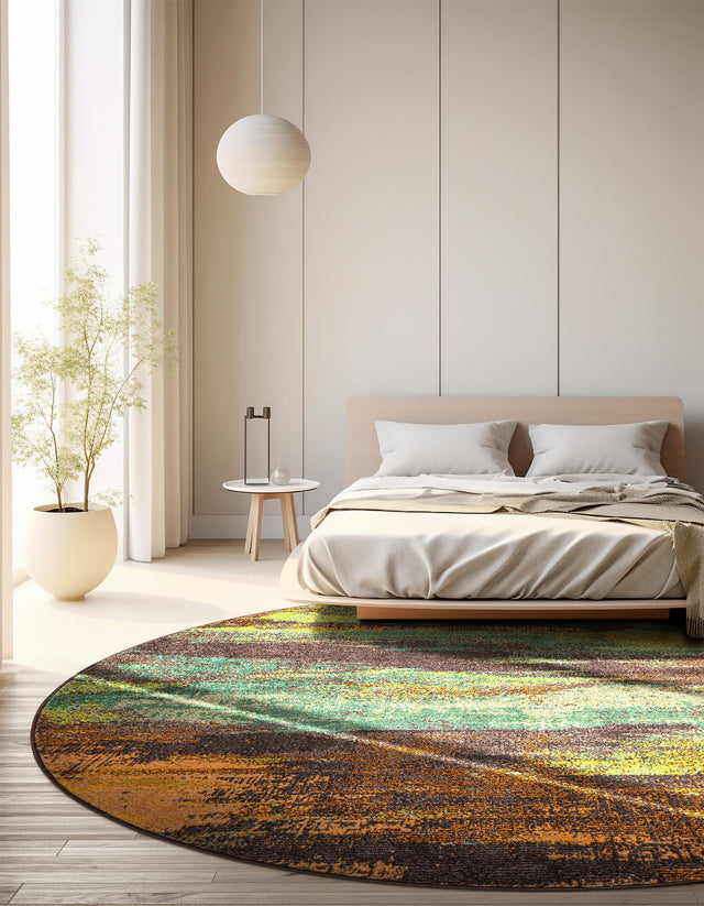 Multicolor 6' 1 x 6' 1 Jardin Round Area Rug 100% Polypropylene With Cotton Backing Colorful & Vivid Modern Carpet for Home Decor for Sale at Rug Engine