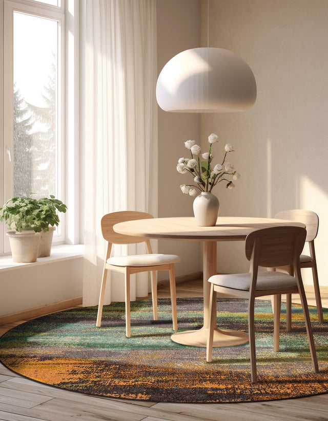 Multicolor 6' 1 x 6' 1 Jardin Round Area Rug 100% Polypropylene With Cotton Backing Colorful & Vivid Modern Carpet for Home Decor for Sale at Rug Engine