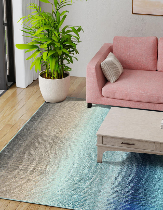 Blue 10' 6 x 16' 5 Estrella Rectangle Area Rug 100% Polypropylene Non-Shedding Stain Resistant Carpet Colorful Modern Abstract Design Easy Clean for Home Decor for Sale at Rug Engine