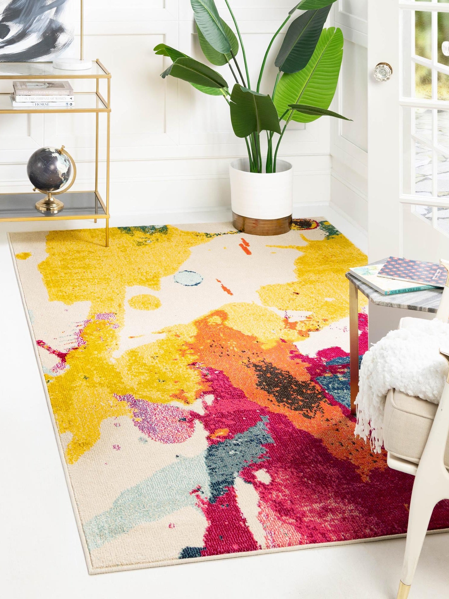 Beige 3' 3 x 5' 3 Estrella Rectangle Area Rug 100% Polypropylene Non-Shedding Stain Resistant Carpet Colorful Modern Abstract Design Easy Clean for Home Decor for Sale at Rug Engine