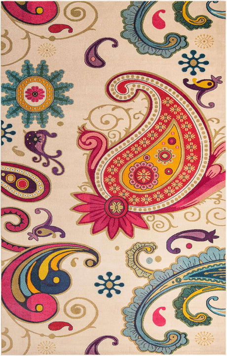 Cream 10' 6 x 16' 5 Estrella Rectangle Area Rug 100% Polypropylene Non-Shedding Stain Resistant Carpet Colorful Modern Abstract Design Easy Clean for Home Decor for Sale at Rug Engine