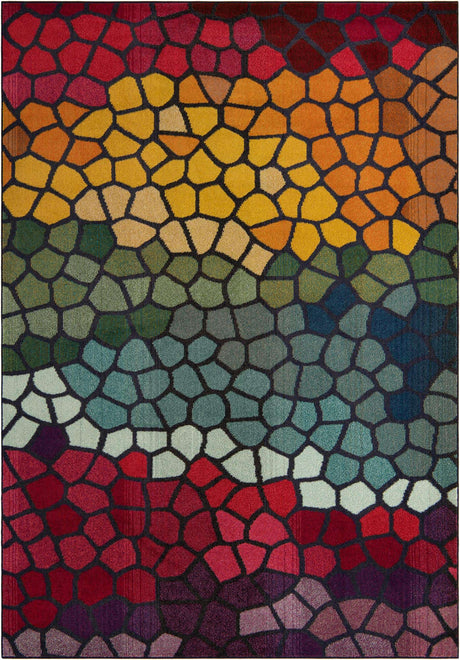 Multicolor 7' 1 x 10' Estrella Rectangle Area Rug 100% Polypropylene Non-Shedding Stain Resistant Carpet Colorful Modern Abstract Design Easy Clean for Home Decor for Sale at Rug Engine