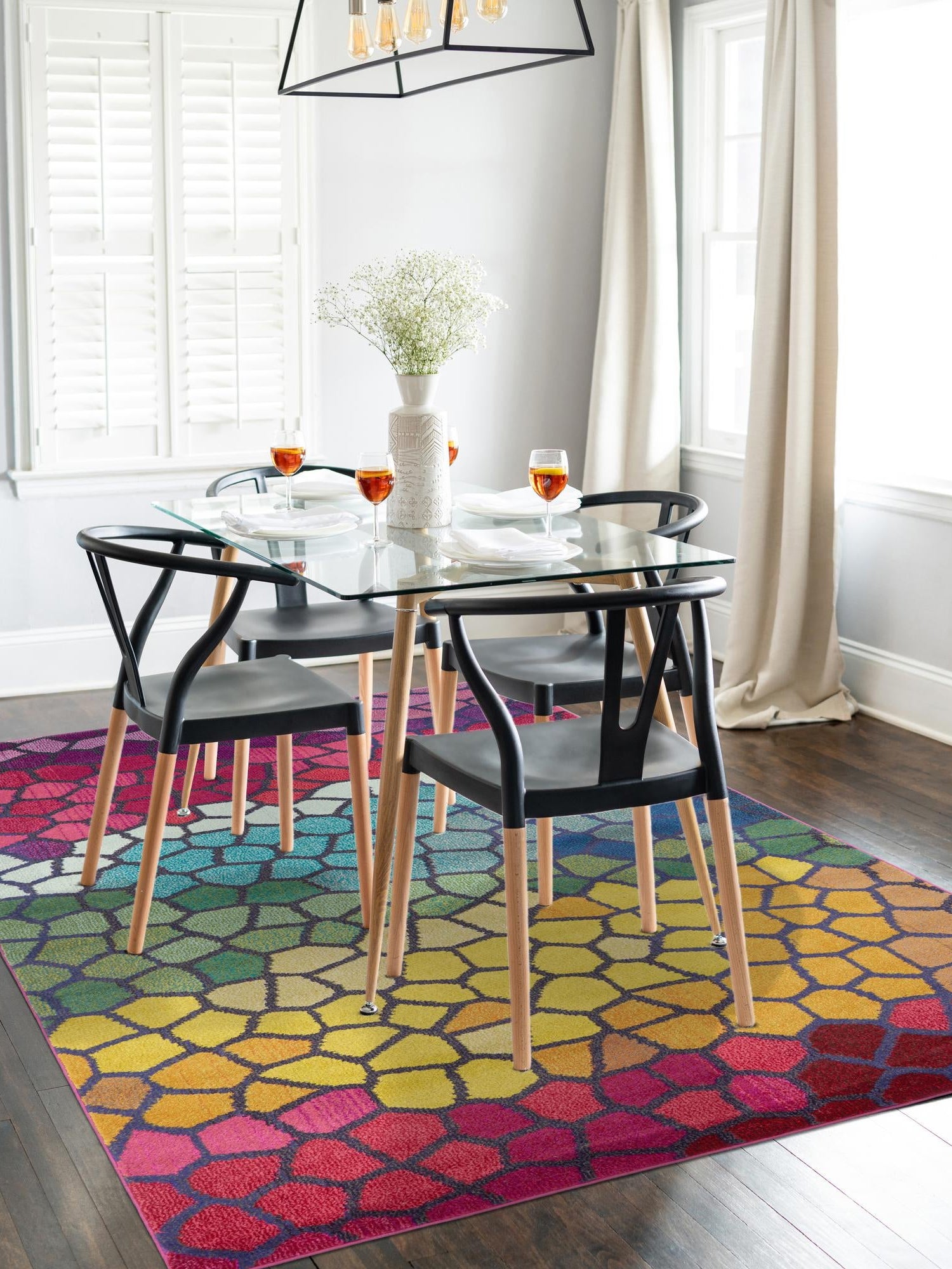 Multicolor 5' 1 x 8' Estrella Rectangle Area Rug 100% Polypropylene Non-Shedding Stain Resistant Carpet Colorful Modern Abstract Design Easy Clean for Home Decor for Sale at Rug Engine